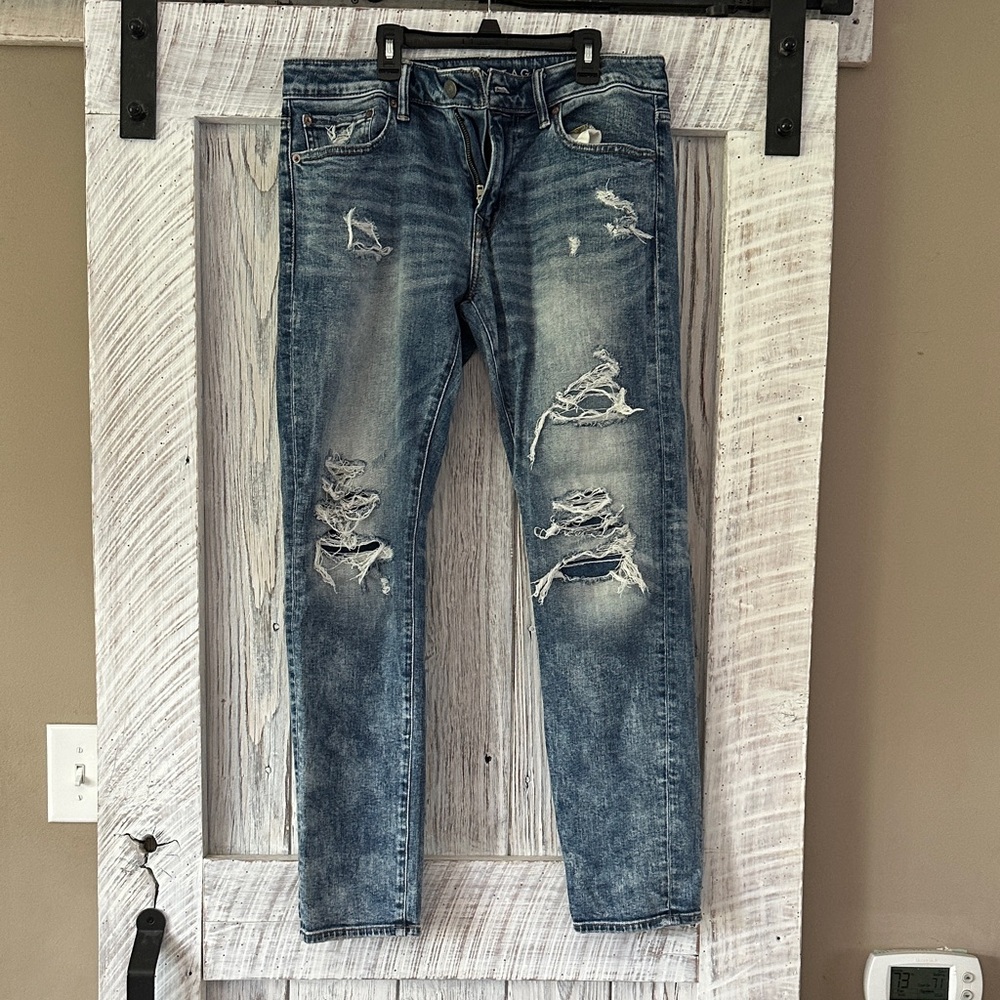 American Eagle Outfitters Ripped Blue Skinny Jeans